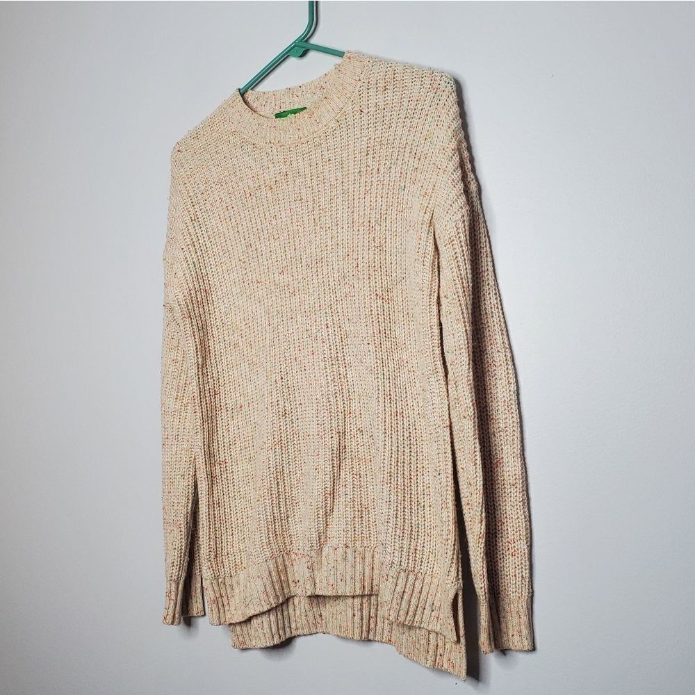 Dip S Knit Sweater Beige Cream Red Green Speckled Acrylic Lightweight